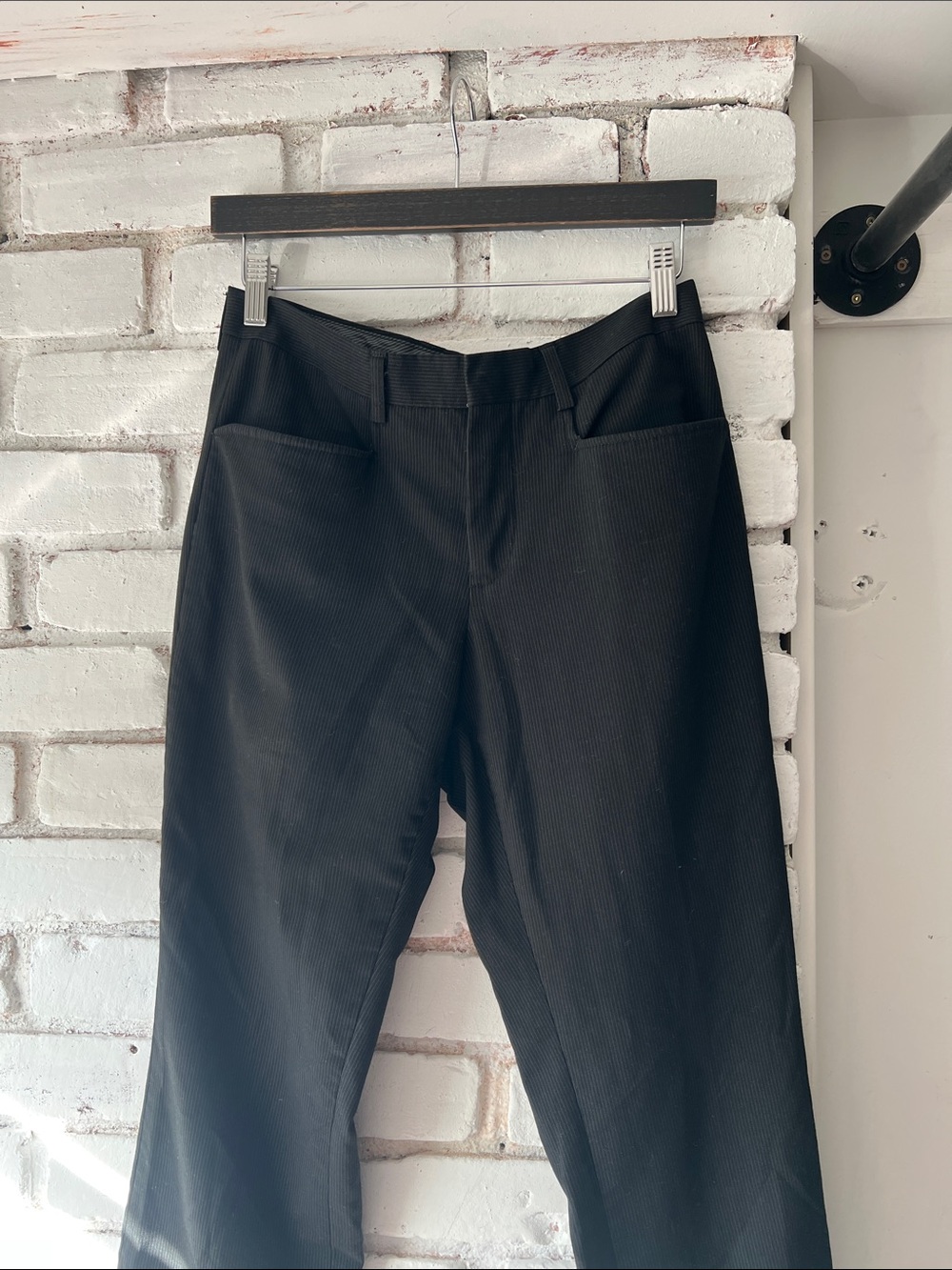 Le chateau softly structured pinstripe Classic Black Straight-Leg Pants TALL